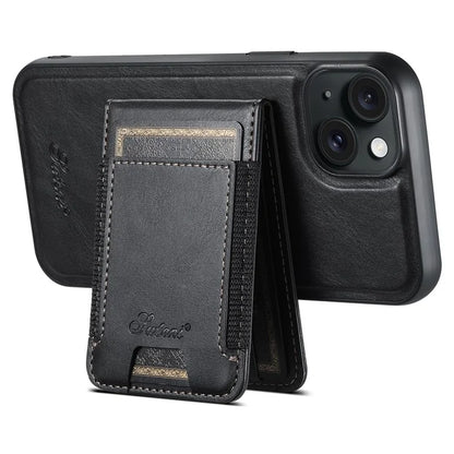 SUTENI H17 For iPhone 13 PU+TPU Case Compatible with MagSafe Card Holder Kickstand Phone Case