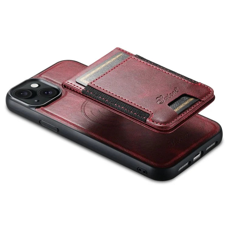 SUTENI H17 For iPhone 13 PU+TPU Case Compatible with MagSafe Card Holder Kickstand Phone Case