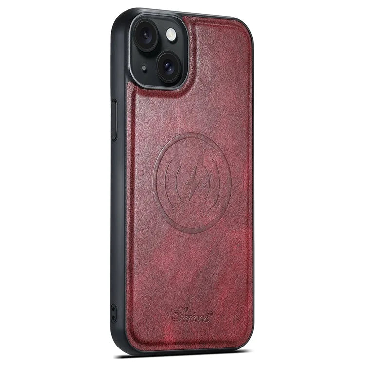 SUTENI H17 For iPhone 13 PU+TPU Case Compatible with MagSafe Card Holder Kickstand Phone Case