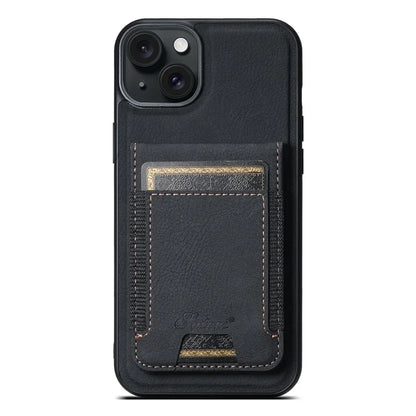 SUTENI H17 For iPhone 14 Plus Magnetic Case Litchi Texture Kickstand Phone Back Shell