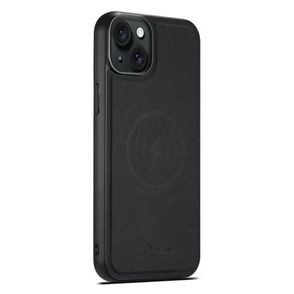 SUTENI H17 For iPhone 14 Plus Magnetic Case Litchi Texture Kickstand Phone Back Shell