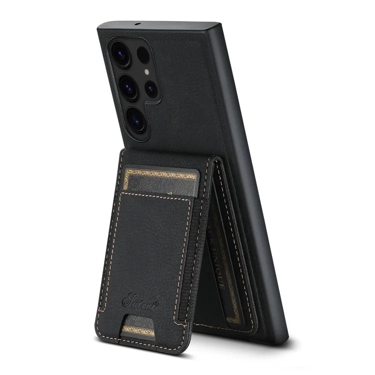 SUTENI H17 For Samsung Galaxy S23 Ultra Case Leather Card Holder Cover Compatible with MagSafe