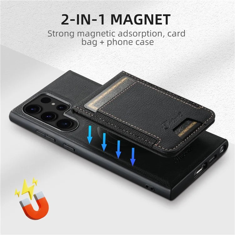 SUTENI H17 For Samsung Galaxy S23 Ultra Case Leather Card Holder Cover Compatible with MagSafe