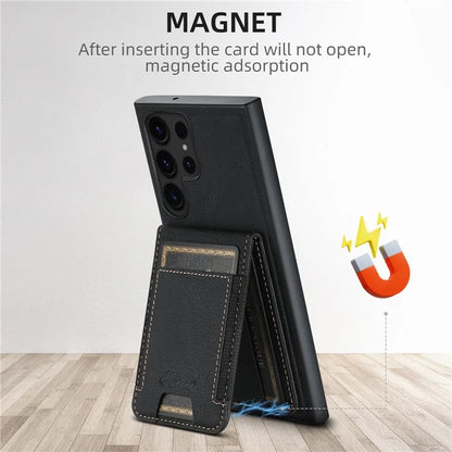 SUTENI H17 For Samsung Galaxy S23 Ultra Case Leather Card Holder Cover Compatible with MagSafe