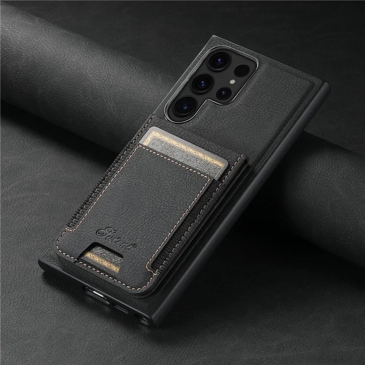 SUTENI H17 For Samsung Galaxy S23 Ultra Case Leather Card Holder Cover Compatible with MagSafe