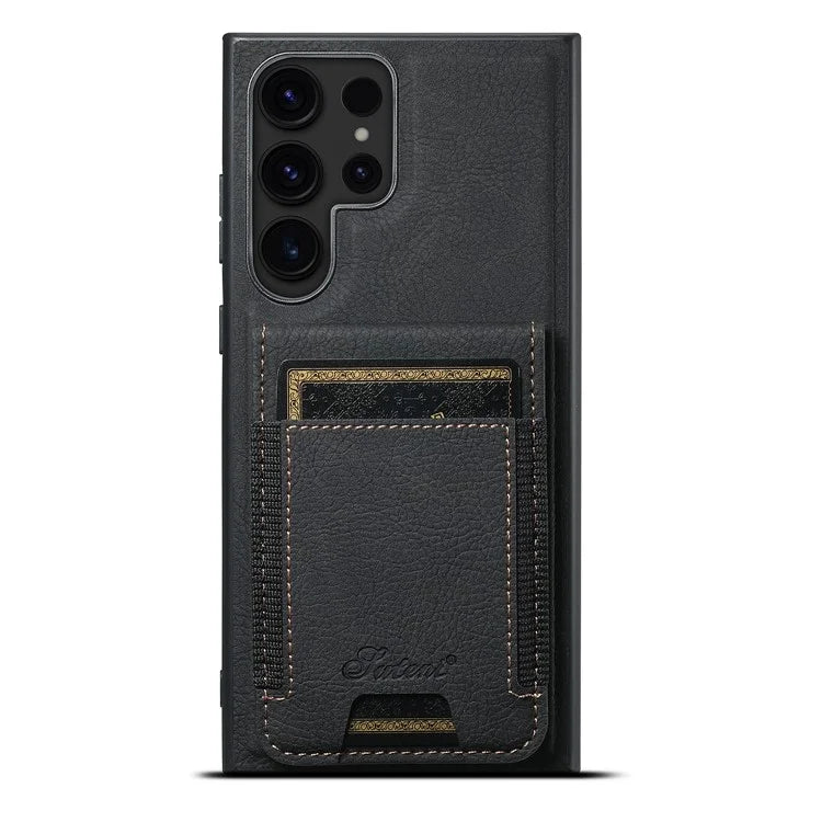 SUTENI H17 For Samsung Galaxy S23 Ultra Case Leather Card Holder Cover Compatible with MagSafe