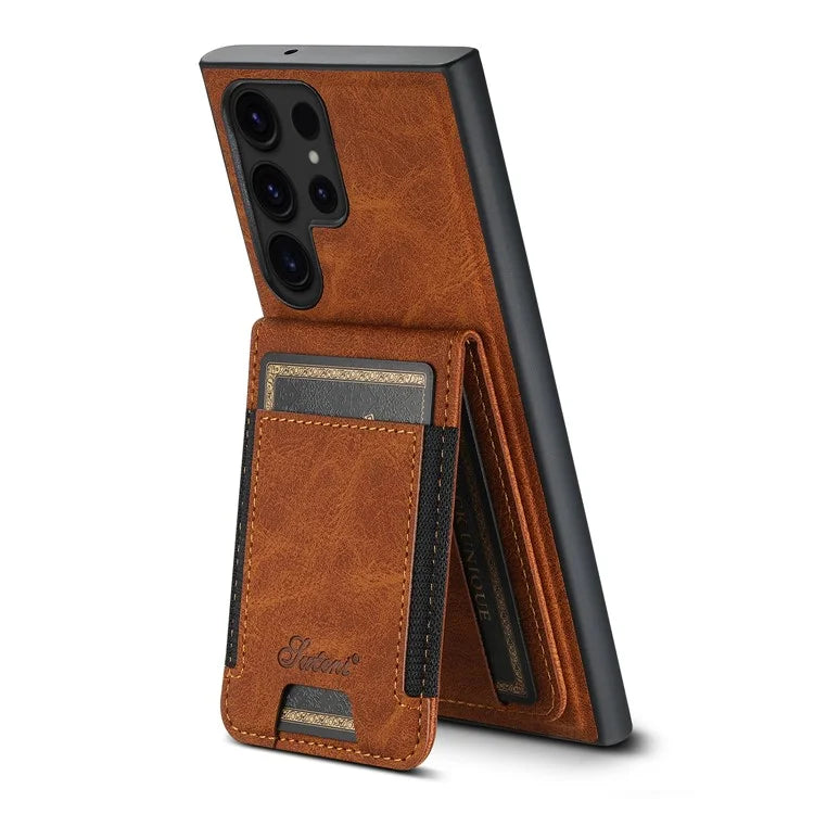 SUTENI H17 For Samsung Galaxy S23 Ultra Case Leather Card Holder Cover Compatible with MagSafe