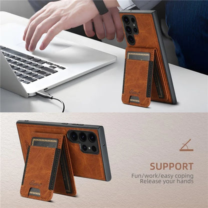 SUTENI H17 For Samsung Galaxy S23 Ultra Case Leather Card Holder Cover Compatible with MagSafe