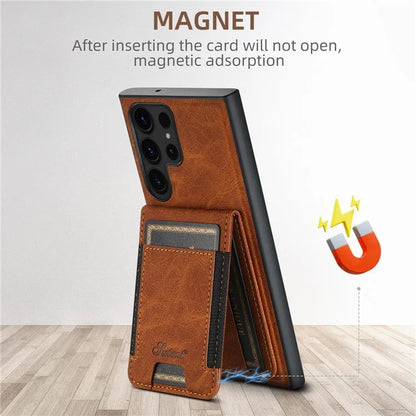 SUTENI H17 For Samsung Galaxy S23 Ultra Case Leather Card Holder Cover Compatible with MagSafe