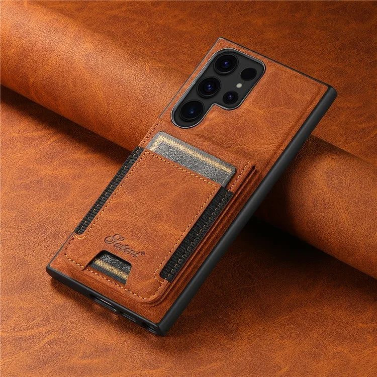 SUTENI H17 For Samsung Galaxy S23 Ultra Case Leather Card Holder Cover Compatible with MagSafe