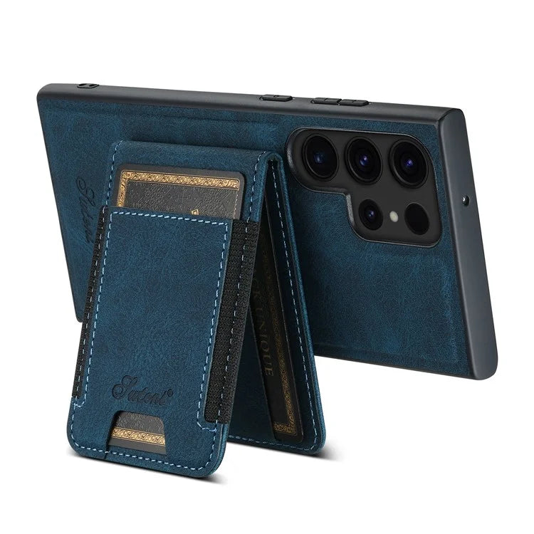 SUTENI H17 For Samsung Galaxy S23 Ultra Case Leather Card Holder Cover Compatible with MagSafe