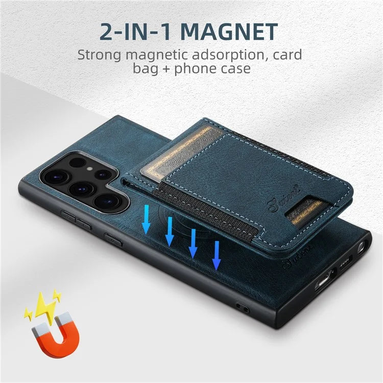 SUTENI H17 For Samsung Galaxy S23 Ultra Case Leather Card Holder Cover Compatible with MagSafe