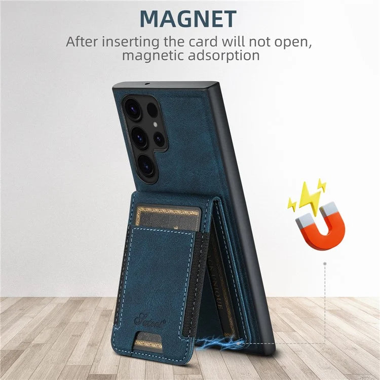 SUTENI H17 For Samsung Galaxy S23 Ultra Case Leather Card Holder Cover Compatible with MagSafe