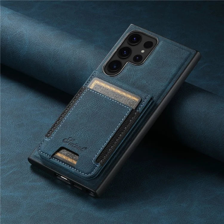 SUTENI H17 For Samsung Galaxy S23 Ultra Case Leather Card Holder Cover Compatible with MagSafe