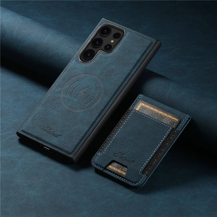 SUTENI H17 For Samsung Galaxy S23 Ultra Case Leather Card Holder Cover Compatible with MagSafe