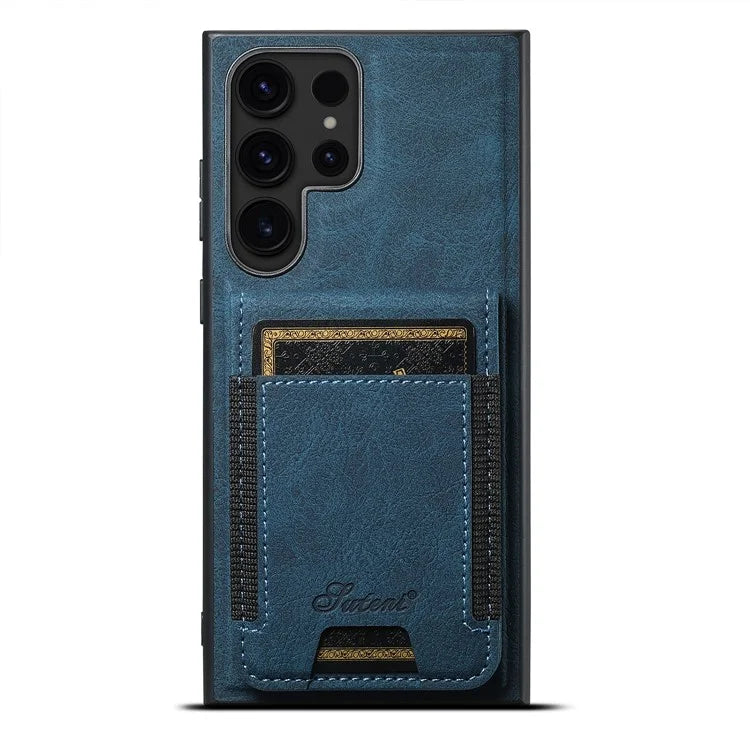 SUTENI H17 For Samsung Galaxy S23 Ultra Case Leather Card Holder Cover Compatible with MagSafe