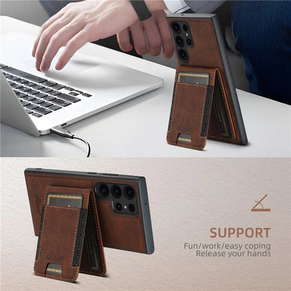 SUTENI H17 For Samsung Galaxy S23 Ultra Case Leather Card Holder Cover Compatible with MagSafe