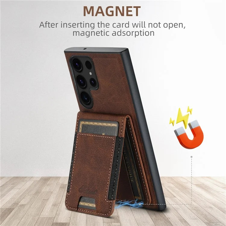 SUTENI H17 For Samsung Galaxy S23 Ultra Case Leather Card Holder Cover Compatible with MagSafe