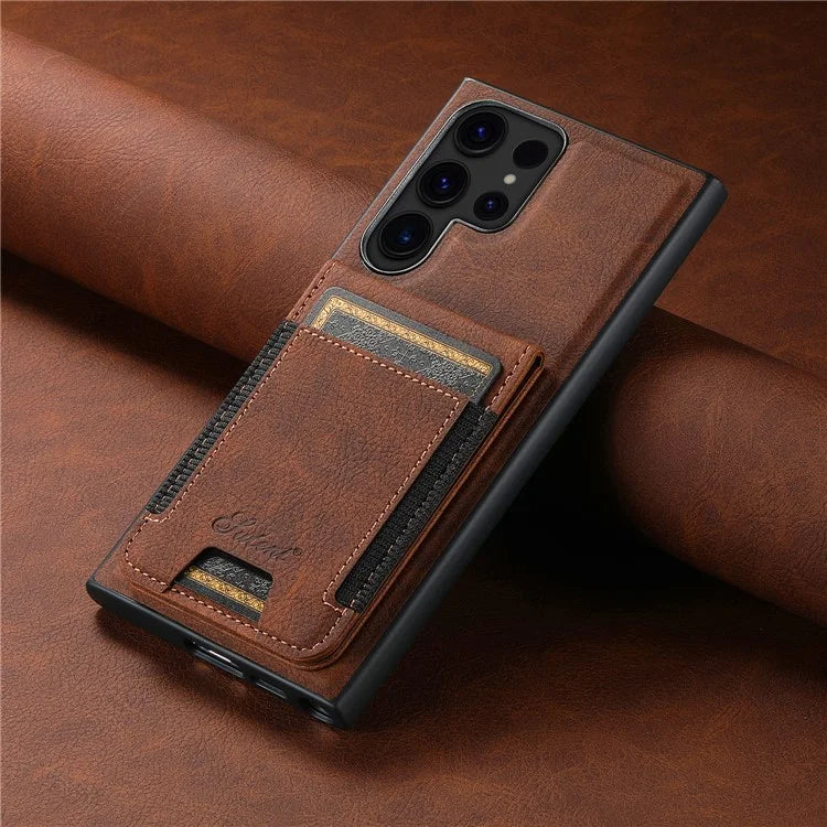 SUTENI H17 For Samsung Galaxy S23 Ultra Case Leather Card Holder Cover Compatible with MagSafe