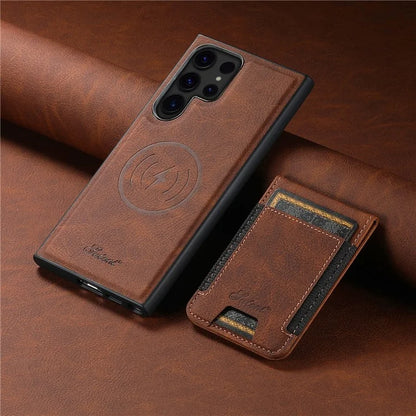 SUTENI H17 For Samsung Galaxy S23 Ultra Case Leather Card Holder Cover Compatible with MagSafe
