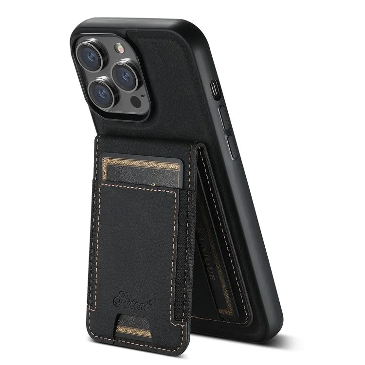 SUTENI H17 For iPhone 13 Pro Max Case Card Slots Kickstand Leather+TPU Phone Cover