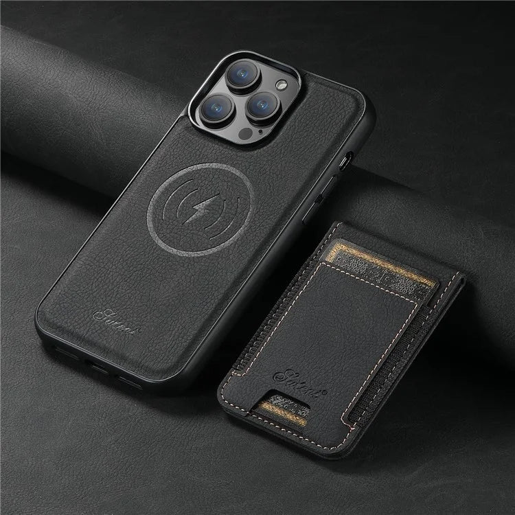 SUTENI H17 For iPhone 13 Pro Max Case Card Slots Kickstand Leather+TPU Phone Cover