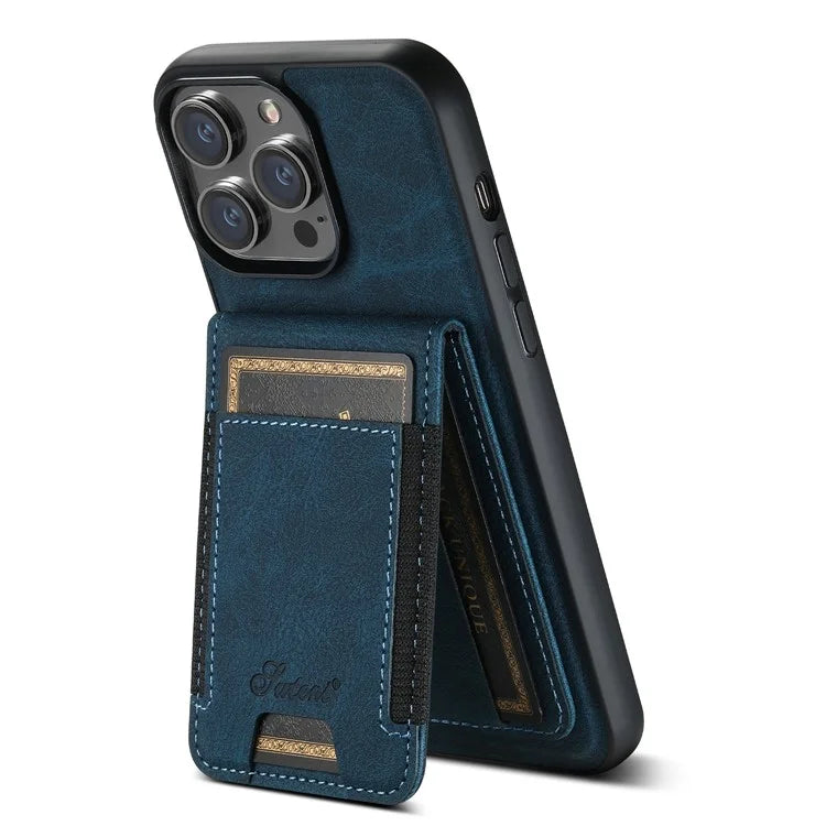 SUTENI H17 For iPhone 13 Pro Max Case Card Slots Kickstand Leather+TPU Phone Cover