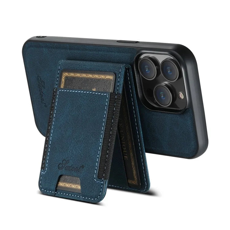 SUTENI H17 For iPhone 13 Pro Max Case Card Slots Kickstand Leather+TPU Phone Cover