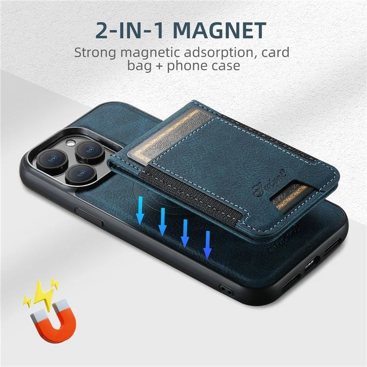 SUTENI H17 For iPhone 13 Pro Max Case Card Slots Kickstand Leather+TPU Phone Cover