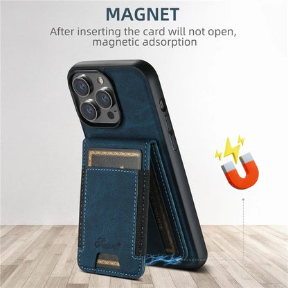 SUTENI H17 For iPhone 13 Pro Max Case Card Slots Kickstand Leather+TPU Phone Cover