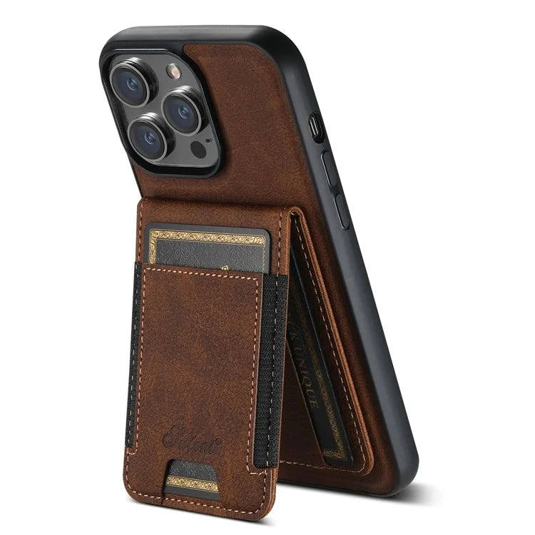 SUTENI H17 For iPhone 13 Pro Max Case Card Slots Kickstand Leather+TPU Phone Cover