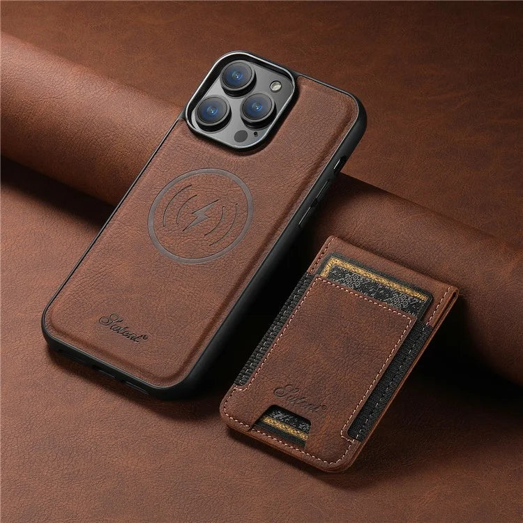 SUTENI H17 For iPhone 13 Pro Max Case Card Slots Kickstand Leather+TPU Phone Cover