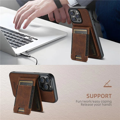 SUTENI H17 For iPhone 13 Pro Max Case Card Slots Kickstand Leather+TPU Phone Cover