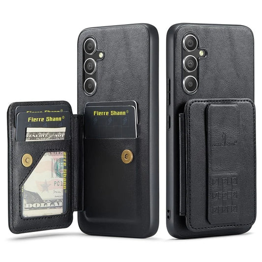 For Samsung Galaxy A24 4G (162.1 x 77.6 x 8.3mm) Case Kickstand Feature Leather Coating Phone Cover