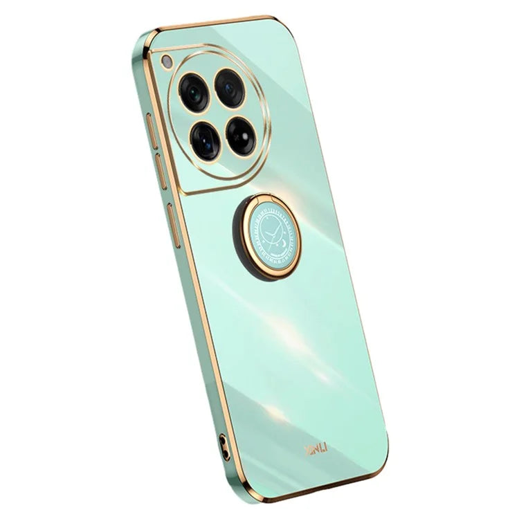 XINLI For OnePlus 12 5G Case Electroplaing TPU Cover with Ring Kickstand