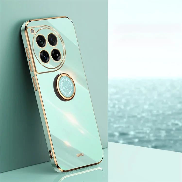 XINLI For OnePlus 12 5G Case Electroplaing TPU Cover with Ring Kickstand