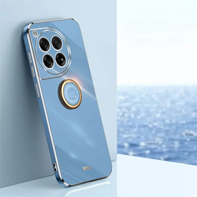 XINLI For OnePlus 12 5G Case Electroplaing TPU Cover with Ring Kickstand