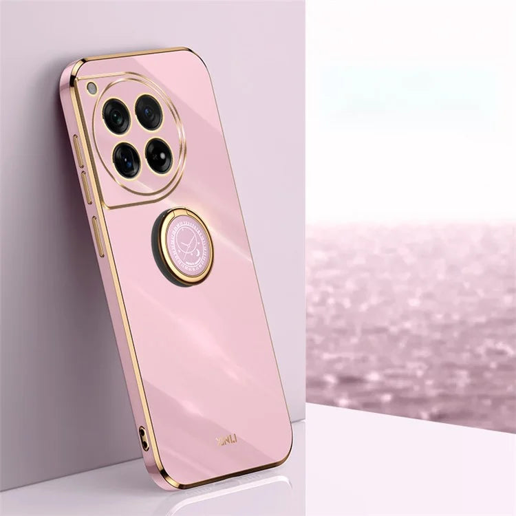 XINLI For OnePlus 12 5G Case Electroplaing TPU Cover with Ring Kickstand