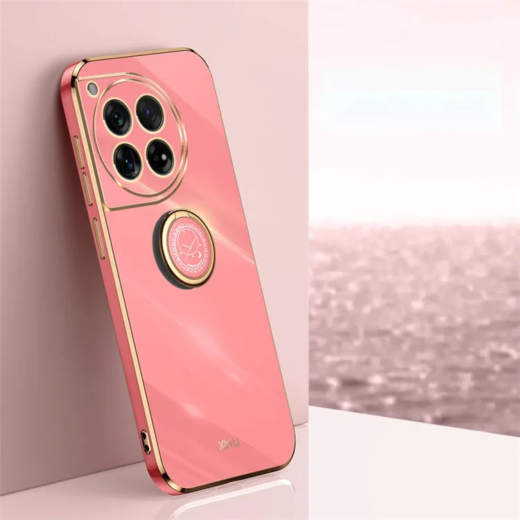 XINLI For OnePlus 12 5G Case Electroplaing TPU Cover with Ring Kickstand