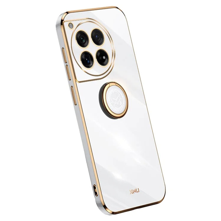 XINLI For OnePlus 12 5G Case Electroplaing TPU Cover with Ring Kickstand