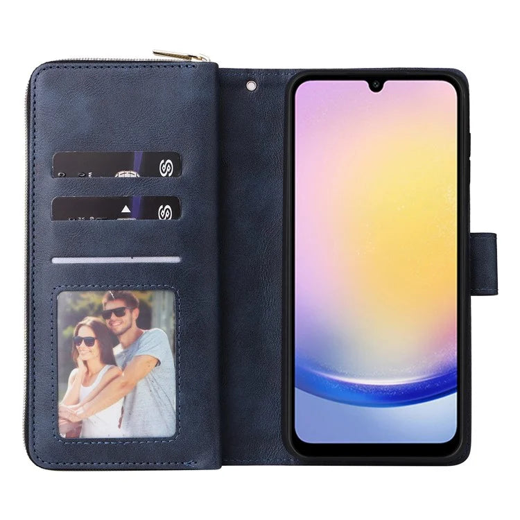 For Samsung Galaxy A25 5G (Global) (161.0 x 76.5 x 8.3mm) Case Card Slots Zipper Leather Cover
