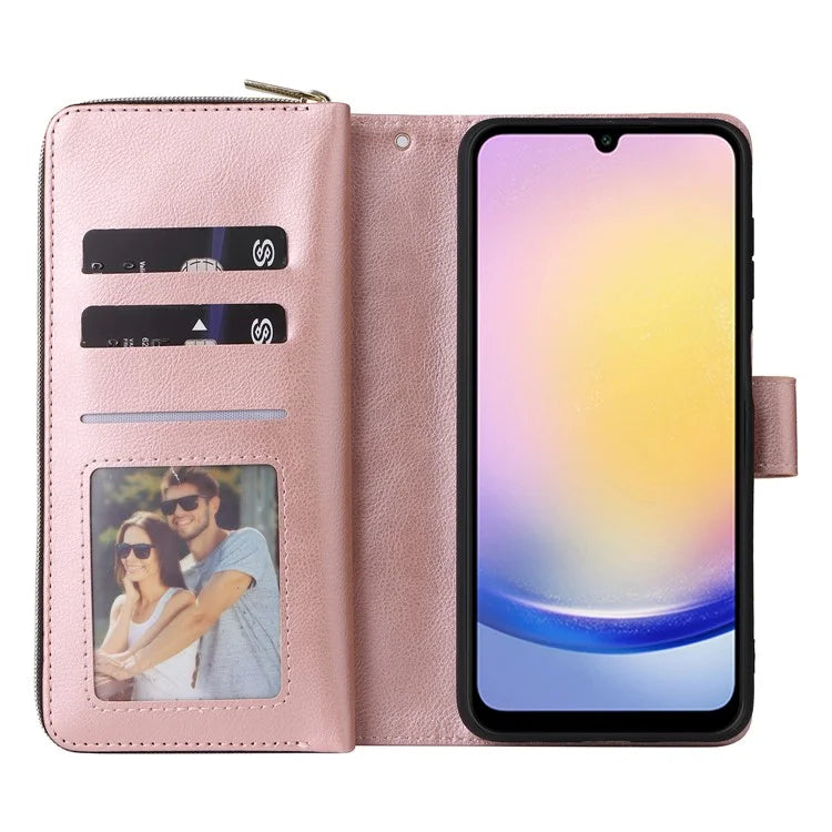For Samsung Galaxy A25 5G (Global) (161.0 x 76.5 x 8.3mm) Case Card Slots Zipper Leather Cover