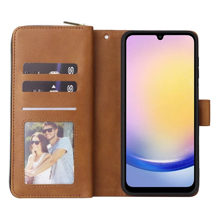 For Samsung Galaxy A25 5G (Global) (161.0 x 76.5 x 8.3mm) Case Card Slots Zipper Leather Cover