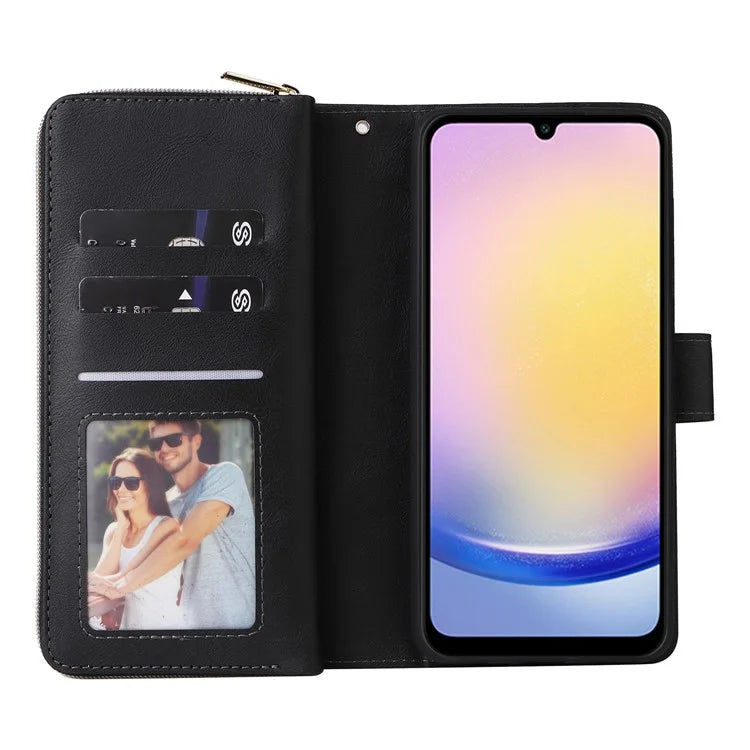 For Samsung Galaxy A25 5G (Global) (161.0 x 76.5 x 8.3mm) Case Card Slots Zipper Leather Cover