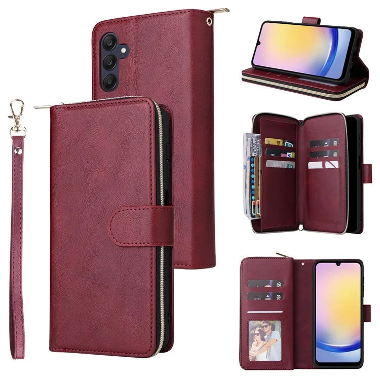 For Samsung Galaxy A25 5G (Global) (161.0 x 76.5 x 8.3mm) Case Card Slots Zipper Leather Cover