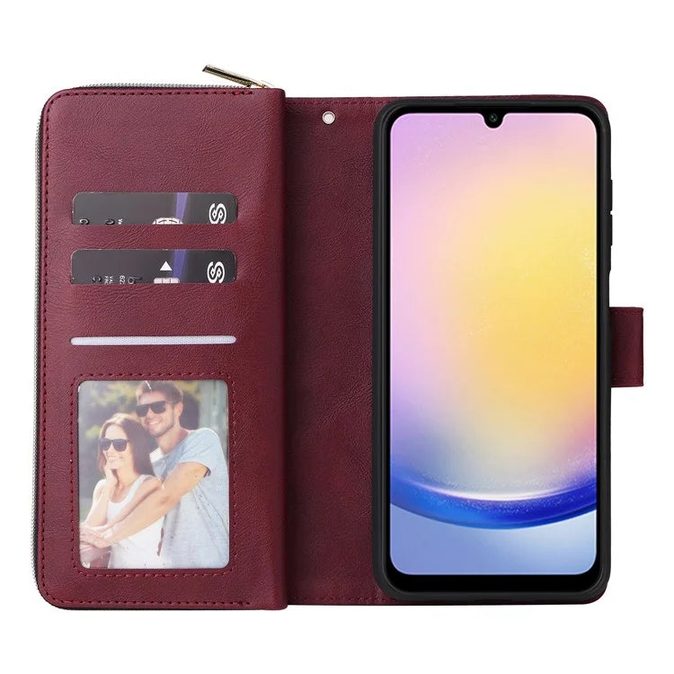 For Samsung Galaxy A25 5G (Global) (161.0 x 76.5 x 8.3mm) Case Card Slots Zipper Leather Cover