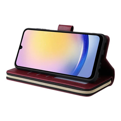 For Samsung Galaxy A25 5G (Global) (161.0 x 76.5 x 8.3mm) Case Card Slots Zipper Leather Cover