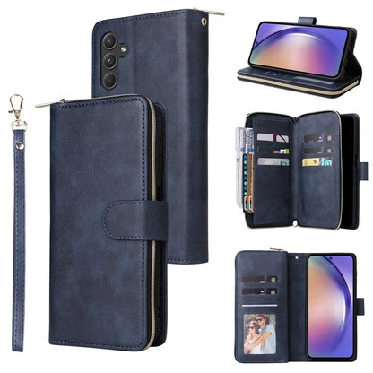 For Samsung Galaxy A55 5G Case Card Slots Zipper Leather Phone Cover