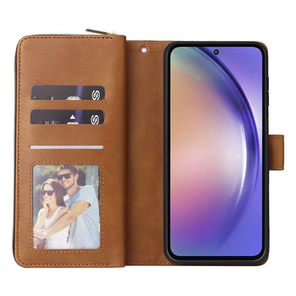 For Samsung Galaxy A55 5G Case Card Slots Zipper Leather Phone Cover