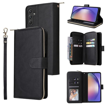 For Samsung Galaxy A55 5G Case Card Slots Zipper Leather Phone Cover